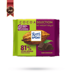 شکلات تخته ای دارک ریتر اسپرت Ritter sport مدل کاکائو %81 cocoa selection وزن 100 گرم
