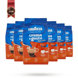 6 بسته دانه قهوه لاوازا lavazza مدل کرما اِ گاستو اسپرسو فورته Crema e gusto espresso forte یک کیلویی