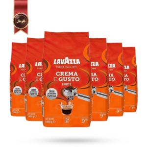 6 بسته دانه قهوه لاوازا lavazza مدل کرما اِ گاستو فورته Crema e gusto forte یک کیلویی