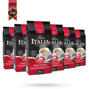 دانه قهوه ایتالیا ساکوئلا مدل Gran Crema یک کیلویی بسته 6 عددی