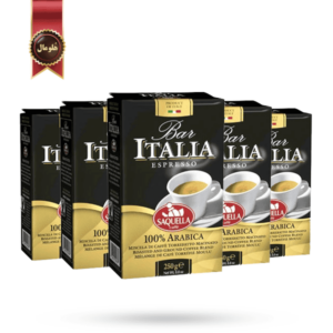 قهوه ایتالیا ساکوئلا مدل Arabica 100% وزن 250 گرم بسته 5 عددی