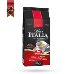 دانه قهوه ایتالیا ساکوئلا مدل Gran Crema وزن 500 گرم