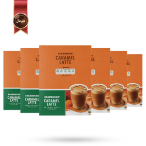 قهوه فوری استارباکس starbucks مدل کارامل لاته caramel latte پک 10 ساشه ای بسته 6 عددی