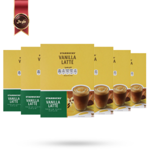 قهوه فوری استارباکس starbucks مدل وانیل لاته vanilla latte پک 10 ساشه ای بسته 6 عددی