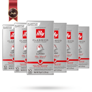 6 بسته کپسول قهوه ایلی illy مدل کلاسیکو لانگو Classico lungo پک 10 تایی