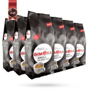 دانه قهوه جیموکا gimoka مدل آروما کلاسیکو aroma classico یک کیلویی بسته 6 عددی