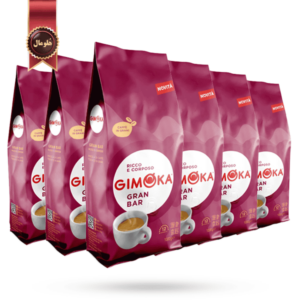 دانه قهوه جیموکا gimoka مدل گرن بار gran bar یک کیلویی بسته 6 عددی