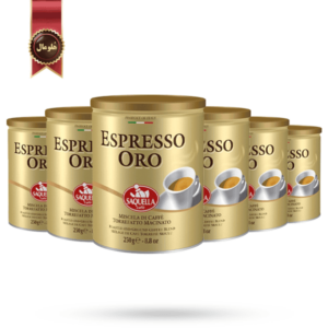 قهوه قوطی ساکوئلا saquella مدل اسپرسو اورو espresso oro وزن 250 گرم بسته 6 عددی