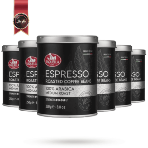 قهوه قوطی ساکوئلا saquella مدل اسپرسو espresso وزن 250 گرم بسته 6 عددی