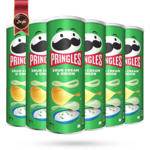 چیپس پرینگلز pringles مدل خامه ترش و پیاز sour cream & onion وزن 165 گرم بسته 6 عددی