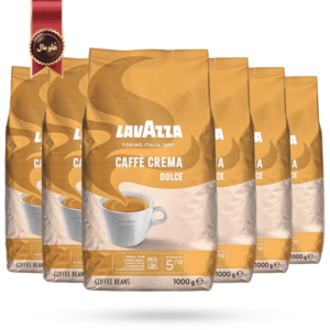 دانه قهوه لاوازا lavazza مدل کافه کرما دولچه caffe Crema Dolce یک کیلویی بسته 6 عددی