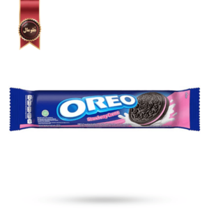 بیسکویت اورئو oreo مدل کرم توت فرنگی Strawberry cream وزن 119.6 گرم