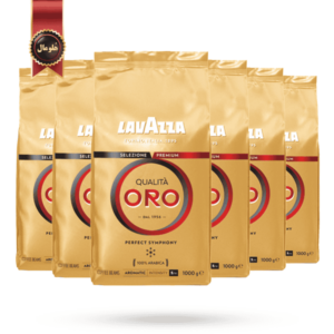 دانه قهوه لاوازا lavazza مدل کوالیتا اورو طلایی Qualita ORO یک کیلویی بسته 6 عددی