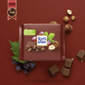 شکلات تخته ای ریتر اسپرت Ritter sport مدل فندق کشمشی rozijn hazelnoot وزن 100 گرم