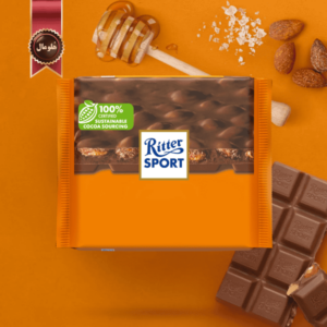 شکلات تخته ای ریتر اسپرت Ritter sport مدل بادام نمک عسل honing zout amandel وزن 100 گرم