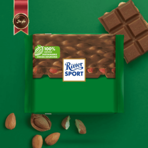 شکلات تخته ای ریتر اسپرت Ritter sport مدل شیر بادام کامل melk hele amandel وزن 100 گرم