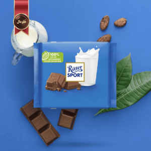 شکلات تخته ای ریتر اسپرت Ritter sport مدل شکلات شیری فوق العاده خوب extra fijne melkchocolade وزن 100 گرم