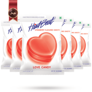 آبنبات عشق هارتبیت hartbeat مدل طعم توت فرنگی Strawberry وزن 150 گرم بسته 6 عددی