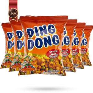 اسنک میکس دینگ دونگ ding dong مدل لوبیا فاوا و آجیل کراکر fava beans and cracker nuts وزن 100 گرم بسته 6 عددی