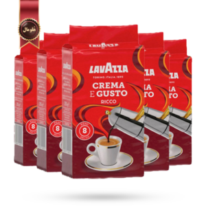 پودر قهوه لاوازا lavazza مدل کرما اِ گاستو ریکو Crema e gusto ricco وزن 250 گرم بسته 5 عددی