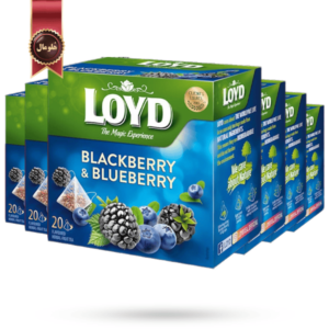 چای کیسه ای هرمی لوید LOYD مدل بلک بری و بلوبری BlackBerry and Blueberry پک 20 تای بسته 6 عددی