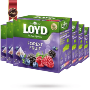 چای کیسه ای هرمی لوید LOYD مدل میوه جنگلی forest fruit پک 20 تای بسته 6 عددی