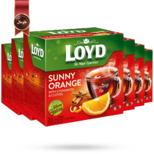 چای کیسه ای هرمی لوید LOYD مدل آفتابی نارنجی sunny orange پک 20 تایی بسته 6 عددی