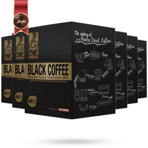 قهوه فوری کافه آرت CafeArt مدل قهوه سیاه black coffee پک 40 ساشه ای بسته 6 عددی