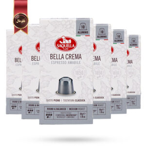 6 بسته کپسول قهوه ساکوئلا Saquella مدل بلا کرما BELLA CREMA پک 10 تایی