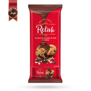 12 بسته کوکی رلیش Relish مدل شکلات دوبل و جو Double chocolate and oats وزن 40 گرم