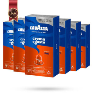 6 بسته کپسول قهوه لاوازا lavazza مدل کرم اِ گاستو فورته crema e gusto forte پک 10 تایی