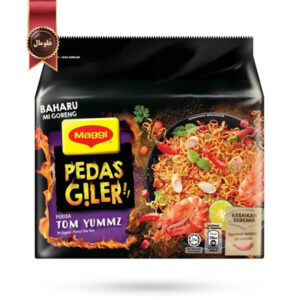 نودل مگی Maggi مدل بسیار تند تام یامز pedas giler Tom Yummz وزن 76 گرم پک 5 تایی