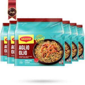 6 بسته نودل مگی Maggi مدل روغن سیر Aglio Olio وزن 77 گرم پک 5 تایی