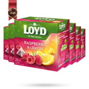 6 بسته چای کیسه ای هرمی لوید LOYD مدل تمشک و لیمو Raspberry & Lemon پک 20 تایی