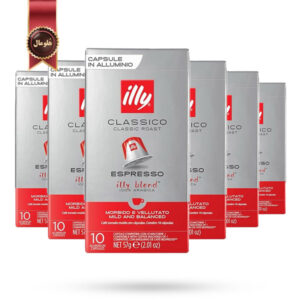 6 بسته کپسول قهوه ایلی illy مدل کلاسیکو اسپرسو classico espresso پک 10 تایی