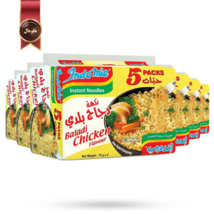 6 بسته نودل اندومی indomie مدل مرغ بلدی baladi chicken وزن 70 گرم پک 5 تایی