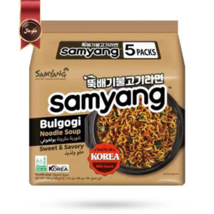 نودل سامیانگ samyang مدل گوشت طعم دار Bulgogi وزن 125 گرم پک 5 تایی