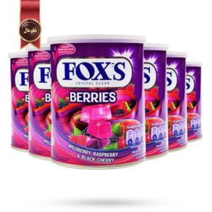 6 عدد آبنبات کریستالی قوطی فوکس Foxs مدل انواع توت ها Berries وزن 180 گرم