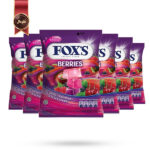 6 بسته آبنبات کریستالی فوکس Foxs مدل انواع توت ها Berries وزن 90 گرم