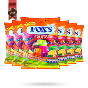 6 بسته آبنبات کریستالی فوکس Foxs مدل میوه ای Fruits وزن 90 گرم