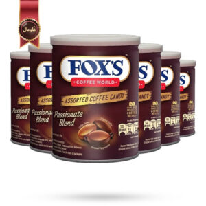 6 عدد ابنبات کریستالی قوطی فوکس Foxs مدل انواع آب نبات قهوه Assorted Coffee Candy وزن 180 گرم