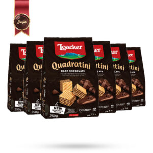 6 بسته ویفر لوکر loacer مدل کوادراتینی شکلات تلخ Quadratini Dark chocolate وزن 125 گرم