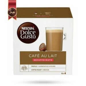 کپسول قهوه دولچه گوستو نسکافه Nescafe dolce gusto مدل کافه اوله دکافئین cafe au lait decaffeinato پک 16 عددی