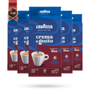 5 بسته پودر قهوه لاوازا Lavazza کرما ا گوستو موکاپات ریکو Crema e Gusto mokapot Ricco وزن 250 گرم