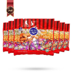 6 بسته آب نبات اسفنجی توئن فیش Twinfish مدل آجیل ترد Nuts crisp وزن 400 گرم