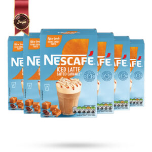 6 بسته کافی میکس نسکافه Nescafe مدل آیس لاته کارامل نمکی Iced Latte Salted Caramel پک 7 تایی