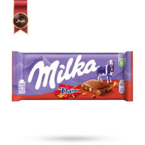 شکلات تخته ای میلکا milka مدل تیکه شکلات دایم Daim وزن 100 گرم