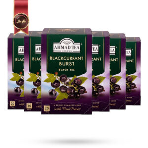 6 بسته چای احمد Ahmad Tea مدل انفجار انگور سیاه Blackcurrant Burst پک 20 تایی