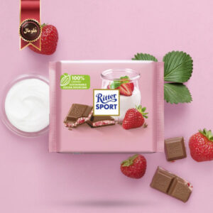 شکلات تخته ای ریتر اسپرت Ritter sport مدل ماست و توت فرنگی Strawberry Yogurt وزن 100 گرم