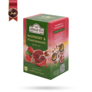 چای احمد Ahmad Tea مدل چای سبز تمشک و انار Raspberry & Pomegranate Green Tea پک 20 تایی